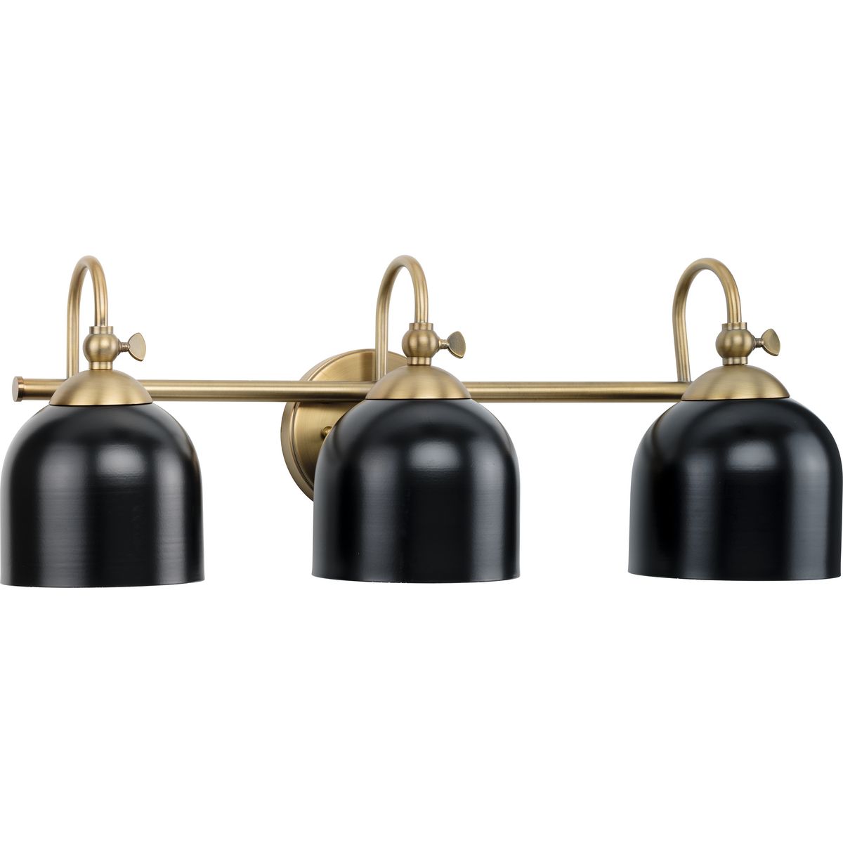 PROGRESS LIGHTING P300383-163 Vintage Brass Dalton Collection Three-Light Farmhouse Vintage Brass Metal Shade Bath Vanity Light