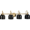 PROGRESS LIGHTING P300384-163 Vintage Brass Dalton Collection Four-Light Farmhouse Vintage Brass Metal Shade Bath Vanity Light