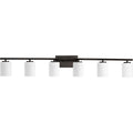 PROGRESS LIGHTING P300385-020 Antique Bronze Replay Collection Six-Light Traditional Antique Bronze Etched White Glass Bath Vanity Light