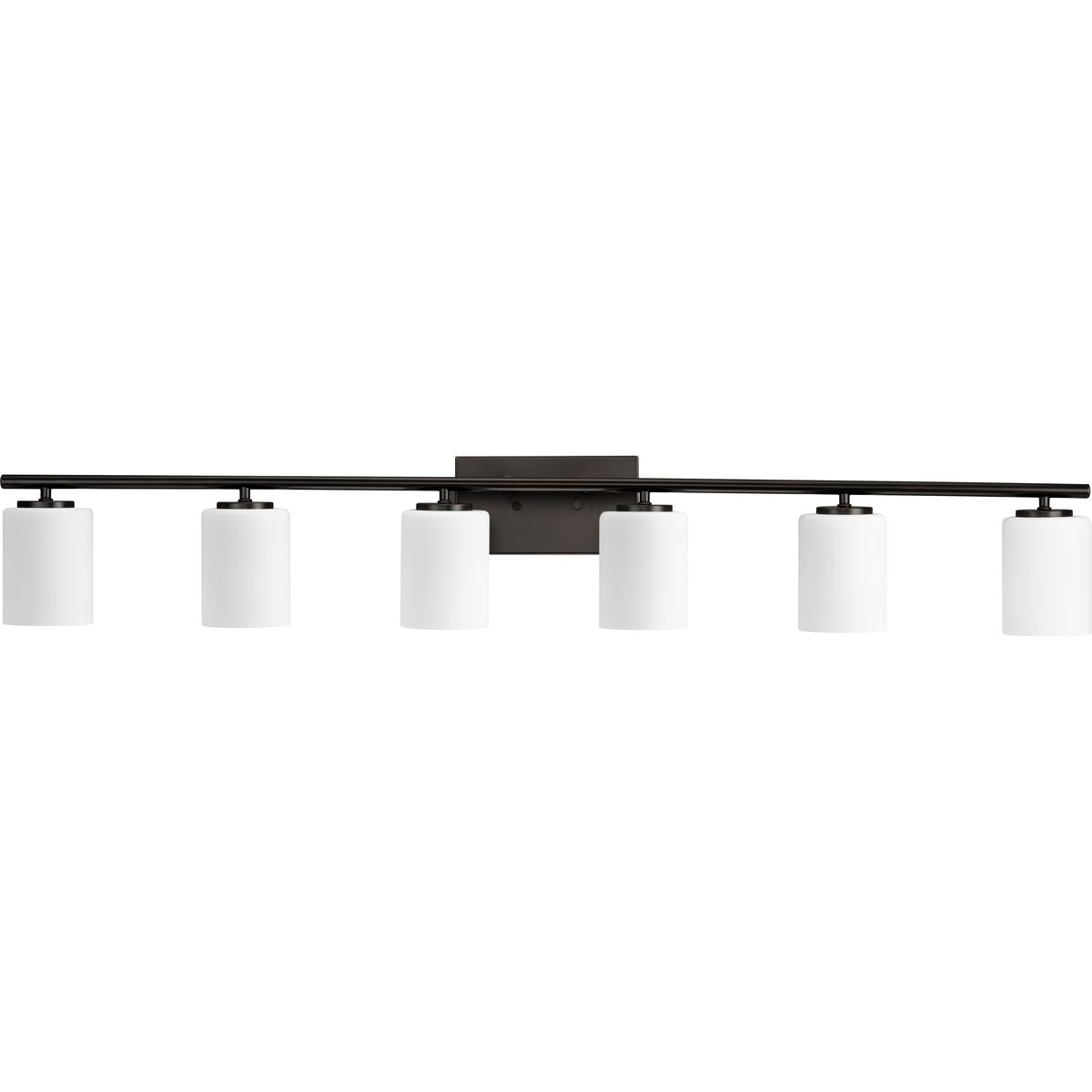 PROGRESS LIGHTING P300385-020 Antique Bronze Replay Collection Six-Light Traditional Antique Bronze Etched White Glass Bath Vanity Light