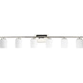 PROGRESS LIGHTING P300385-104 Polished Nickel Replay Collection Six-Light Traditional Polished Nickel Etched White Glass Bath Vanity Light