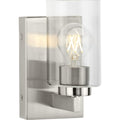 PROGRESS LIGHTING P300386-009 Brushed Nickel Goodwin Collection One-Light Brushed Nickel Modern Vanity Light with Clear Glass
