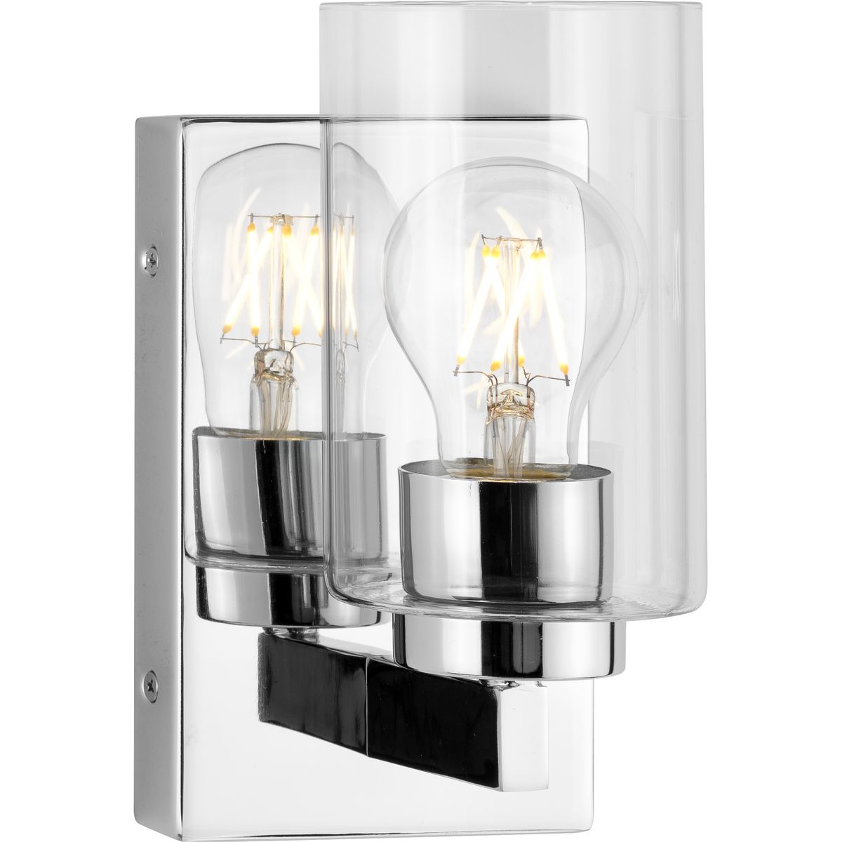 PROGRESS LIGHTING P300386-015 Polished Chrome Goodwin Collection One-Light Polished Chrome Modern Vanity Light with Clear Glass