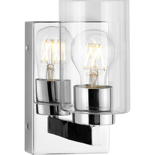 PROGRESS LIGHTING P300386-015 Polished Chrome Goodwin Collection One-Light Polished Chrome Modern Vanity Light with Clear Glass