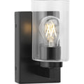 PROGRESS LIGHTING P300386-31M Matte Black Goodwin Collection One-Light Matte Black Modern Vanity Light with Clear Glass