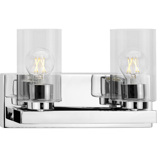 PROGRESS LIGHTING P300387-015 Polished Chrome Goodwin Collection Two-Light Polished Chrome Modern Vanity Light with Clear Glass