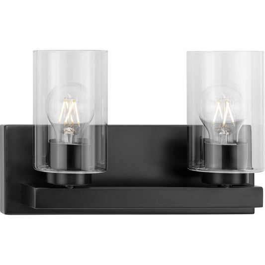PROGRESS LIGHTING P300387-31M Matte Black Goodwin Collection Two-Light Matte Black Modern Vanity Light with Clear Glass