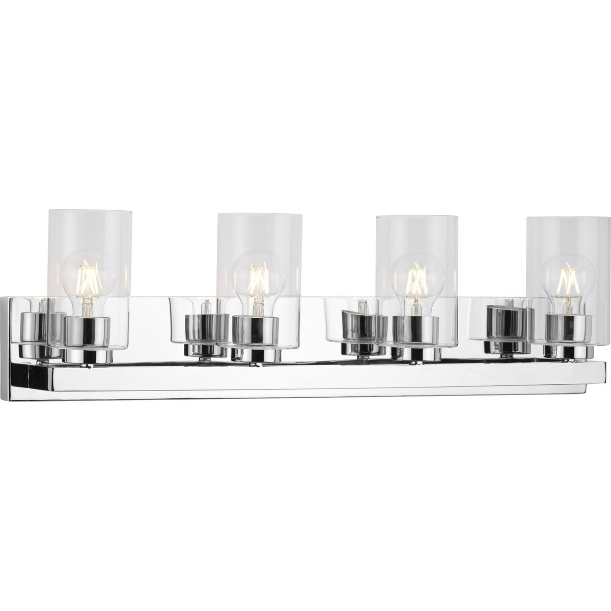 PROGRESS LIGHTING P300389-015 Polished Chrome Goodwin Collection Four-Light Polished Chrome Modern Vanity Light with Clear Glass