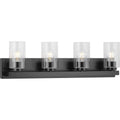 PROGRESS LIGHTING P300389-31M Matte Black Goodwin Collection Four-Light Matte Black Modern Vanity Light with Clear Glass