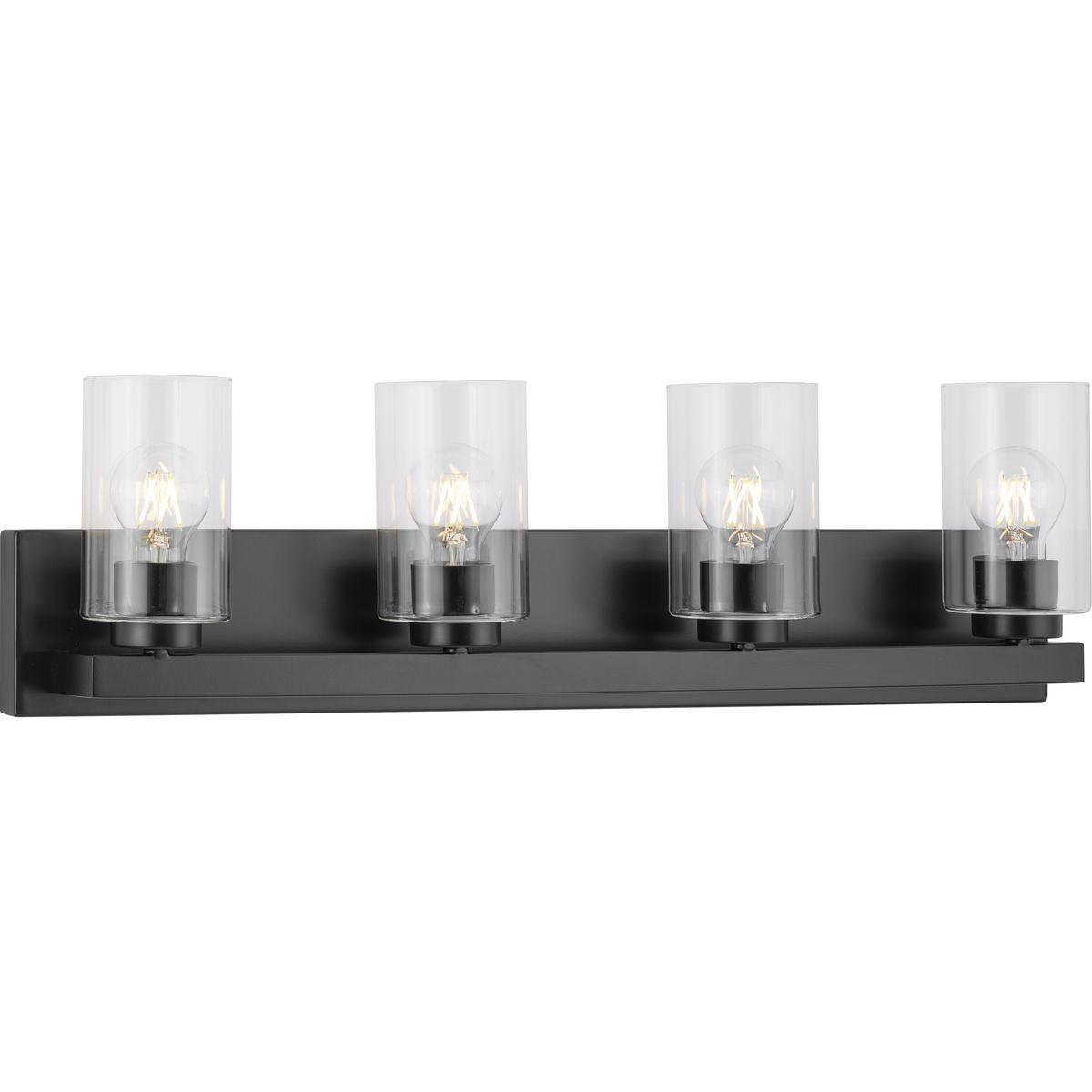 PROGRESS LIGHTING P300389-31M Matte Black Goodwin Collection Four-Light Matte Black Modern Vanity Light with Clear Glass