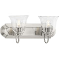 PROGRESS LIGHTING P300390-009 Brushed Nickel Two-Light Brushed Nickel Transitional Bath and Vanity Light with Clear Glass for Bathroom