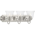 PROGRESS LIGHTING P300391-009 Brushed Nickel Three-Light Brushed Nickel Transitional Bath and Vanity Light with Clear Glass for Bathroom