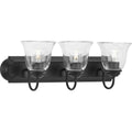 PROGRESS LIGHTING P300391-31M Matte Black Three-Light Matte Black Transitional Bath and Vanity Light with Clear Glass for Bathroom