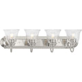 PROGRESS LIGHTING P300392-009 Brushed Nickel Four-Light Brushed Nickel Transitional Bath and Vanity Light with Clear Glass for Bathroom
