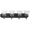 PROGRESS LIGHTING P300392-31M Matte Black Four-Light Matte Black Transitional Bath and Vanity Light with Clear Glass for Bathroom