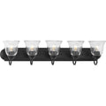 PROGRESS LIGHTING P300393-31M Matte Black Five-Light Matte Black Transitional Bath and Vanity Light with Clear Glass for Bathroom