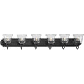 PROGRESS LIGHTING P300394-31M Matte Black Six-Light Matte Black Transitional Bath and Vanity Light with Clear Glass for Bathroom