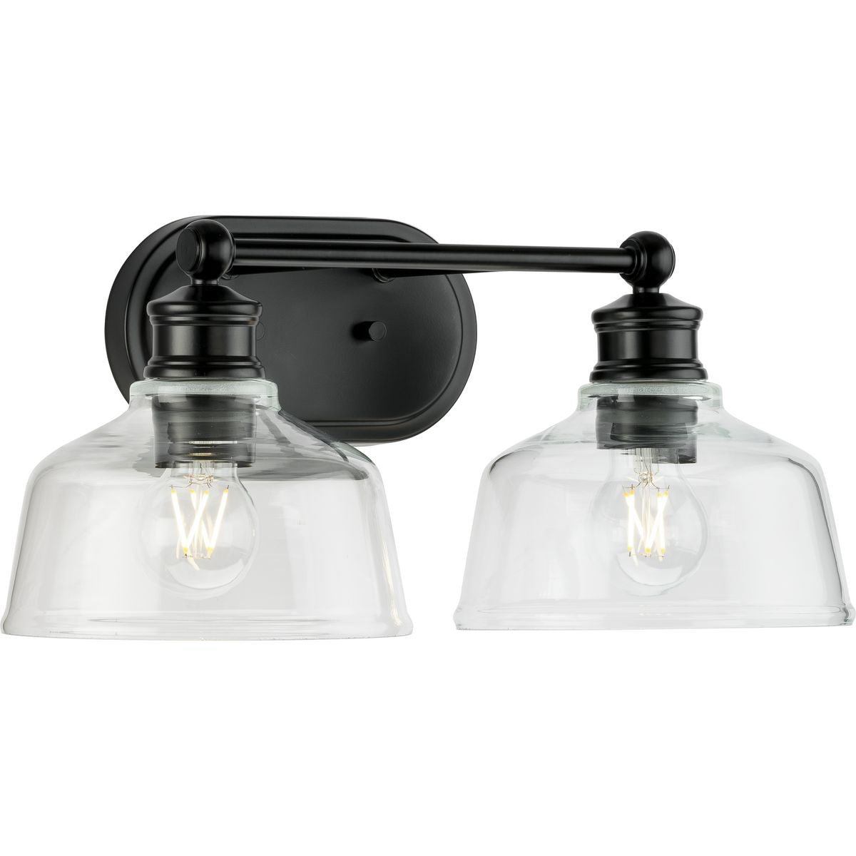 PROGRESS LIGHTING P300396-31M Matte Black Singleton Collection Two-Light 17" Matte Black Farmhouse Vanity Light with Clear Glass Shades