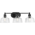 PROGRESS LIGHTING P300397-31M Matte Black Singleton Collection Three-Light 26.5" Matte Black Farmhouse Vanity Light with Clear Glass Shades