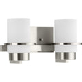 PROGRESS LIGHTING P300414-009 Brushed Nickel Reiss Collection Two-Light Modern Farmhouse Brushed Nickel Vanity Light