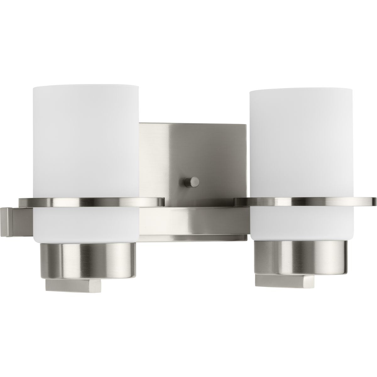 PROGRESS LIGHTING P300414-009 Brushed Nickel Reiss Collection Two-Light Modern Farmhouse Brushed Nickel Vanity Light
