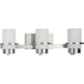 PROGRESS LIGHTING P300415-009 Brushed Nickel Reiss Collection Three-Light Modern Farmhouse Brushed Nickel Vanity Light