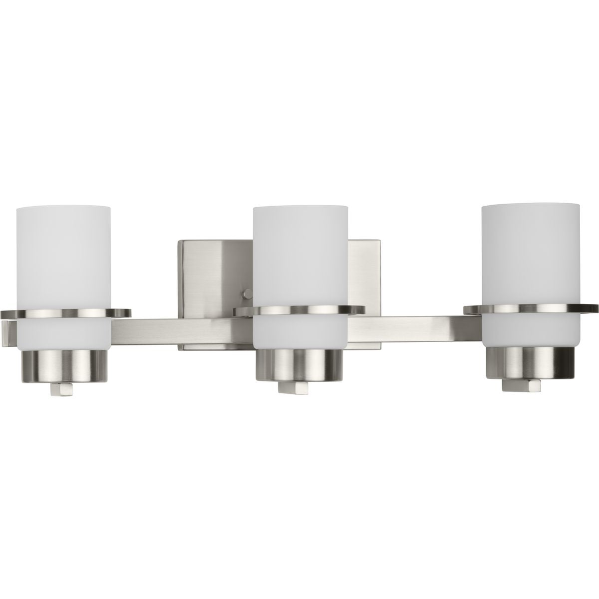 PROGRESS LIGHTING P300415-009 Brushed Nickel Reiss Collection Three-Light Modern Farmhouse Brushed Nickel Vanity Light