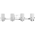 PROGRESS LIGHTING P300416-015 Polished Chrome Reiss Collection Four-Light Modern Farmhouse Polished Chrome Vanity Light