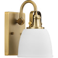 PROGRESS LIGHTING P300426-163 Vintage Brass Preston Collection One-Light Coastal Vintage Brass Bath and Vanity Light