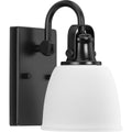 PROGRESS LIGHTING P300426-31M Matte Black Preston Collection One-Light Coastal Matte Black Bath and Vanity Light