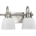 PROGRESS LIGHTING P300427-009 Brushed Nickel Preston Collection Two-Light Brushed Nickel Coastal Bath and Vanity Light