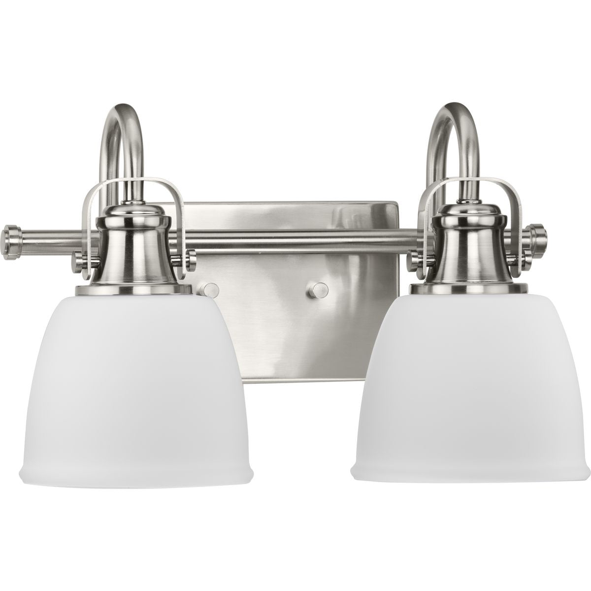 PROGRESS LIGHTING P300427-009 Brushed Nickel Preston Collection Two-Light Brushed Nickel Coastal Bath and Vanity Light