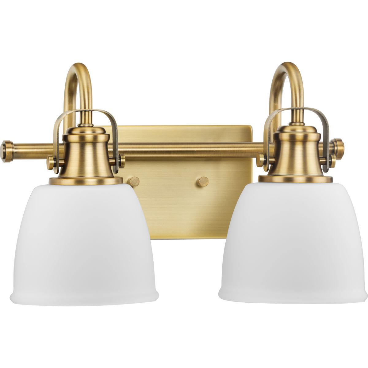 PROGRESS LIGHTING P300427-163 Vintage Brass Preston Collection Two-Light Coastal Vintage Brass Bath and Vanity Light