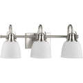 PROGRESS LIGHTING P300428-009 Brushed Nickel Preston Collection Three-Light Brushed Nickel Coastal Bath and Vanity Light