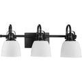 PROGRESS LIGHTING P300428-31M Matte Black Preston Collection Three-Light Coastal Matte Black Bath and Vanity Light