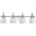 PROGRESS LIGHTING P300429-009 Brushed Nickel Preston Collection Four-Light Brushed Nickel Coastal Bath and Vanity Light