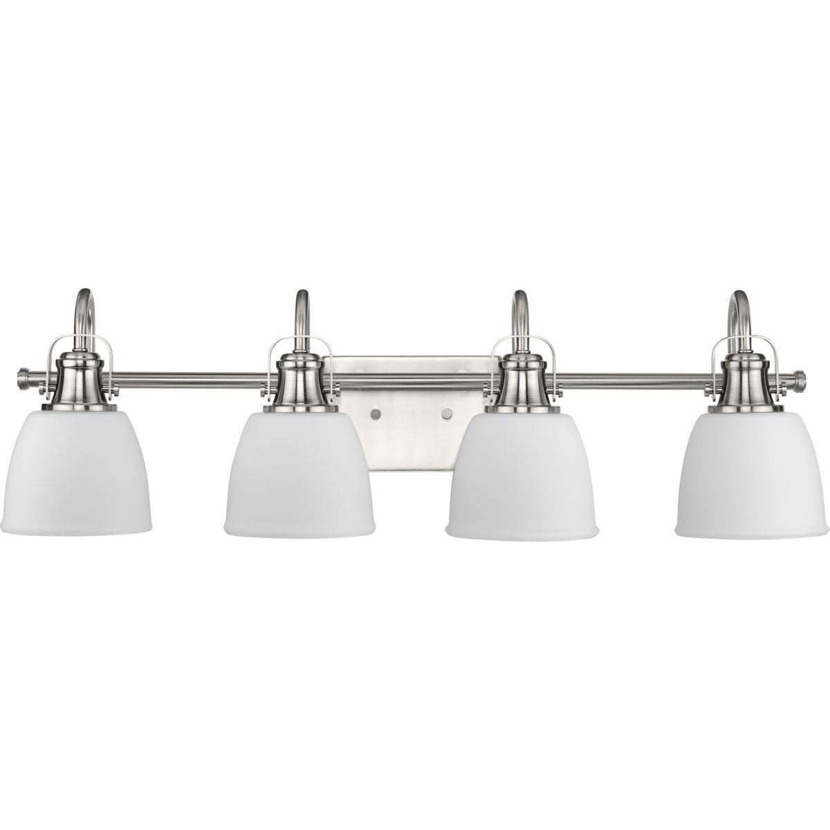 PROGRESS LIGHTING P300429-009 Brushed Nickel Preston Collection Four-Light Brushed Nickel Coastal Bath and Vanity Light