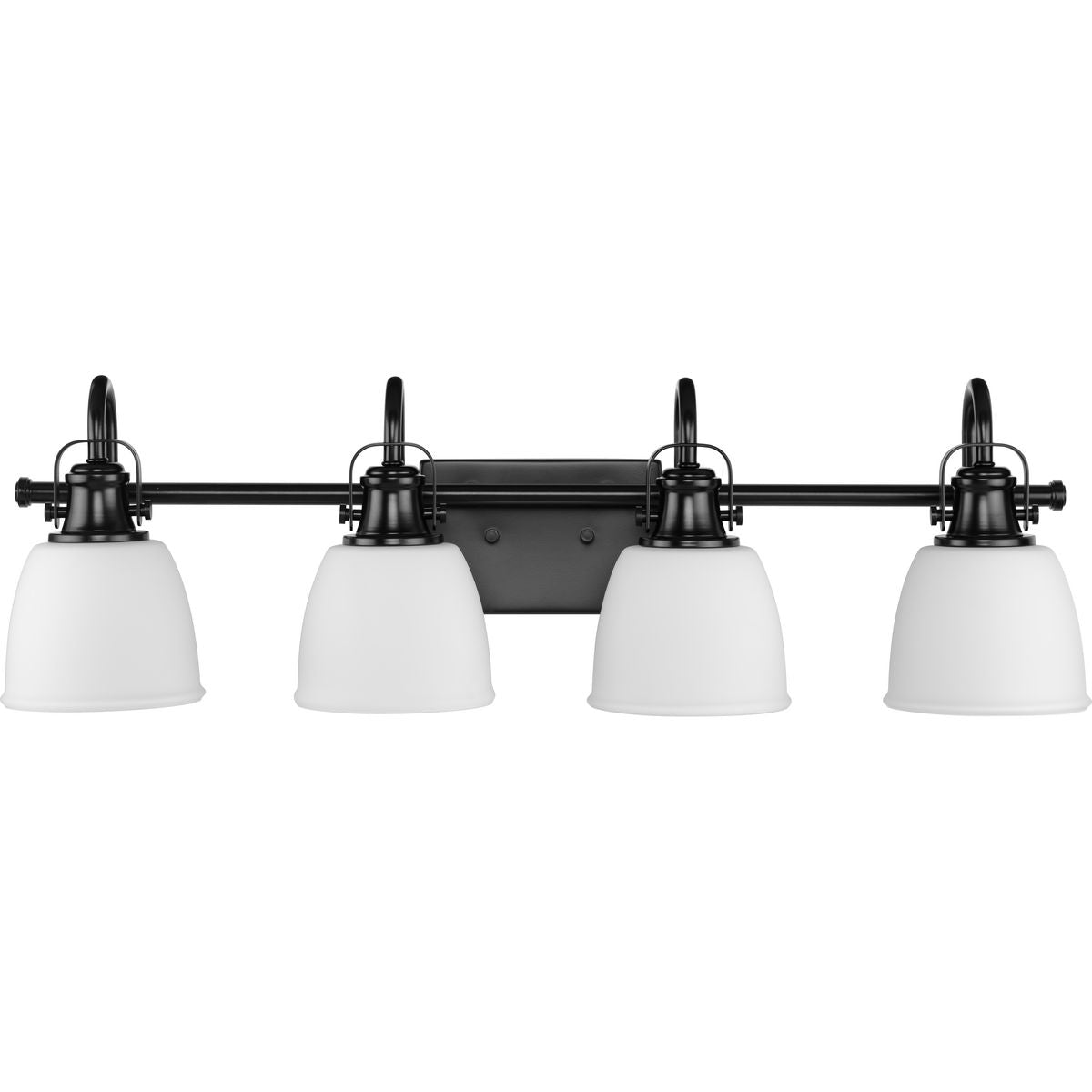 PROGRESS LIGHTING P300429-31M Matte Black Preston Collection Four-Light Coastal Matte Black Bath and Vanity Light