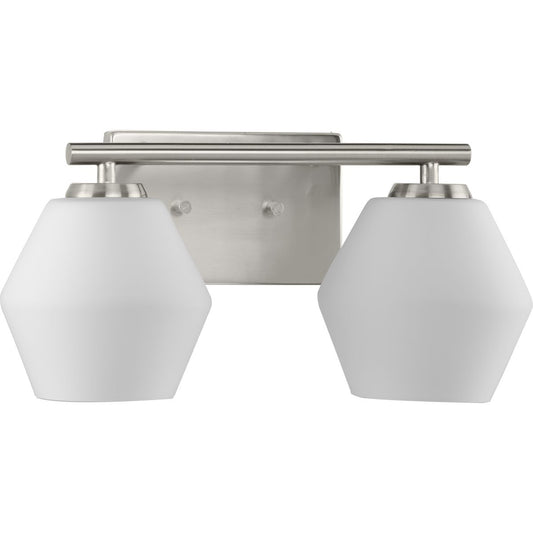 PROGRESS LIGHTING P300431-009 Brushed Nickel Copeland Collection Two-Light Brushed Nickel Mid-Century Modern Vanity Light