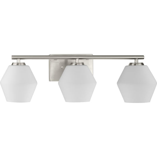 PROGRESS LIGHTING P300432-009 Brushed Nickel Copeland Collection Three-Light Brushed Nickel Vanity Mid-Century Modern Vanity Light