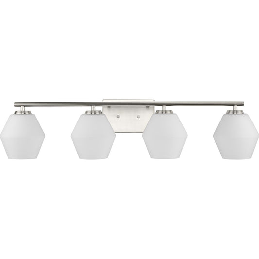 PROGRESS LIGHTING P300433-009 Brushed Nickel Copeland Collection Four-Light Brushed Nickel Mid-Century Modern Vanity Light