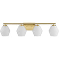 PROGRESS LIGHTING P300433-191 Brushed Gold Copeland Collection Four-Light Brushed Gold Mid-Century Modern Vanity Light