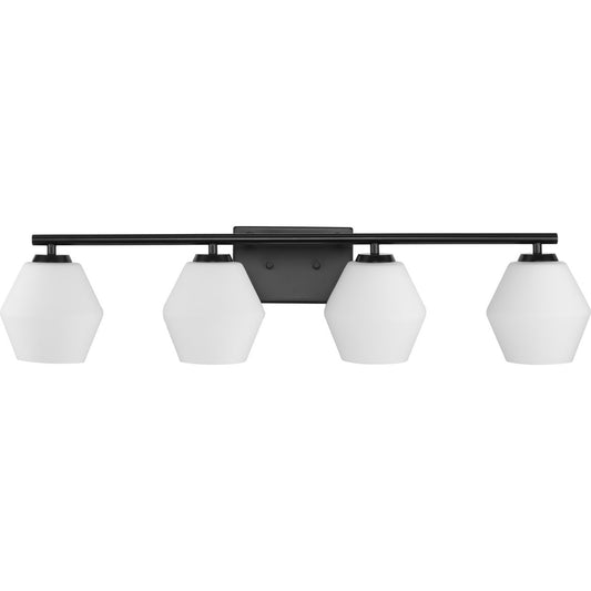 PROGRESS LIGHTING P300433-31M Matte Black Copeland Collection Four-Light Matte Black Mid-Century Modern Vanity Light