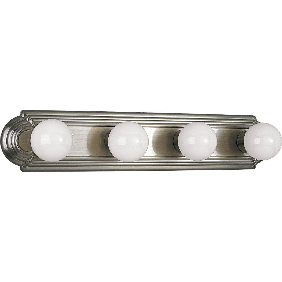 PROGRESS LIGHTING P3025-09 Brushed Nickel Broadway Collection Four-Light Brushed Nickel Traditional Bath Vanity Light