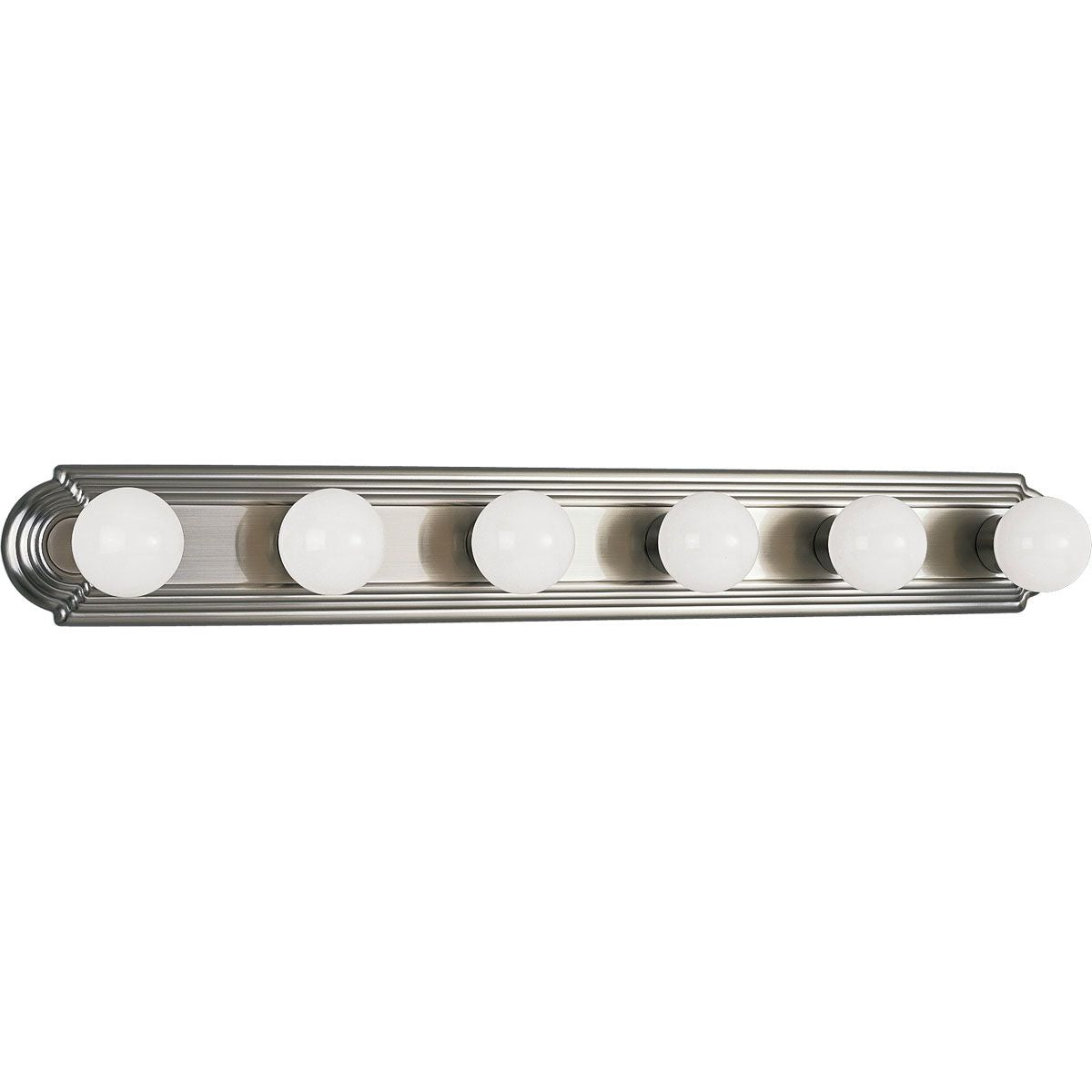 PROGRESS LIGHTING P3026-09 Brushed Nickel Broadway Collection Six-Light Brushed Nickel Traditional Bath Vanity Light
