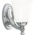 PROGRESS LIGHTING P3027-15 Polished Chrome Victorian Collection One-Light Polished Chrome White Opal Glass Farmhouse Bath Vanity Light