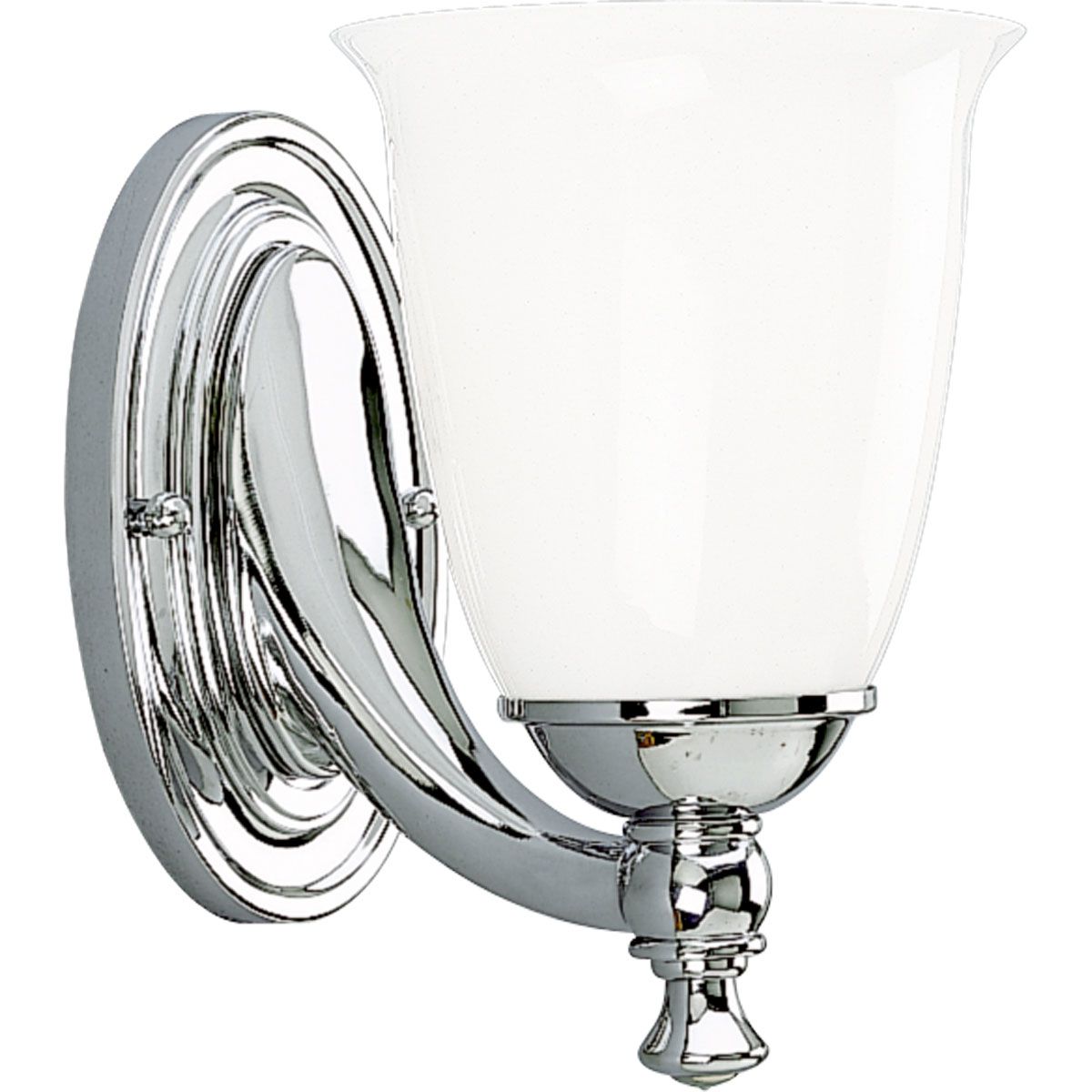PROGRESS LIGHTING P3027-15 Polished Chrome Victorian Collection One-Light Polished Chrome White Opal Glass Farmhouse Bath Vanity Light