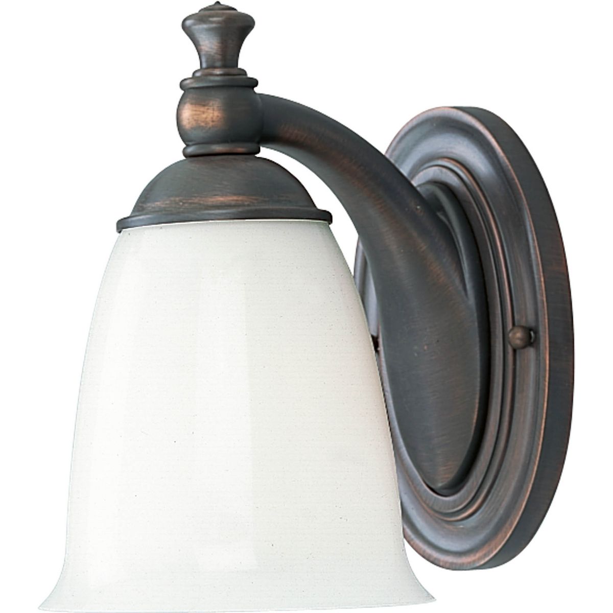 PROGRESS LIGHTING P3027-74 Venetian Bronze Victorian Collection One-Light Venetian Bronze White Opal Glass Farmhouse Bath Vanity Light