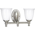 PROGRESS LIGHTING P3028-09 Brushed Nickel Victorian Collection Two-Light Brushed Nickel White Opal Glass Farmhouse Bath Vanity Light