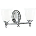 PROGRESS LIGHTING P3028-15 Polished Chrome Victorian Collection Two-Light Polished Chrome White Opal Glass Farmhouse Bath Vanity Light